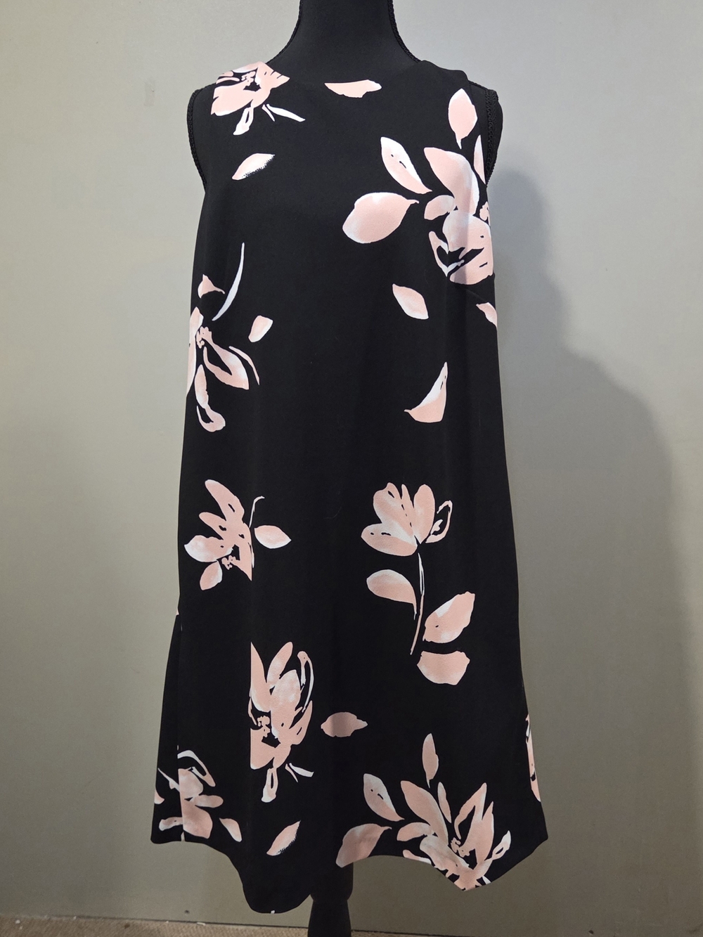 Ralph Lauren Black Sleeveless Midi Dress with Blush Floral Print